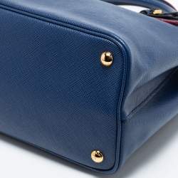 Pre Owned Prada Blue Saffiano Cuir Leather Medium Double Handle Tote