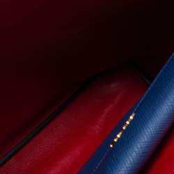 Pre Owned Prada Blue Saffiano Cuir Leather Medium Double Handle Tote