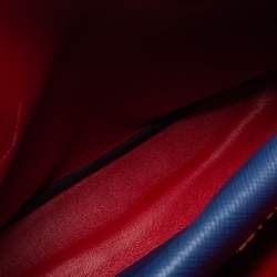 Pre Owned Prada Blue Saffiano Cuir Leather Medium Double Handle Tote