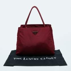 Pre Owned Prada Red Tessuto Nylon Tote