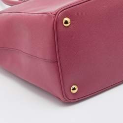 Pre Owned Prada Pink Saffiano Leather Large Double Zip Tote