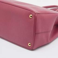 Pre Owned Prada Pink Saffiano Leather Large Double Zip Tote