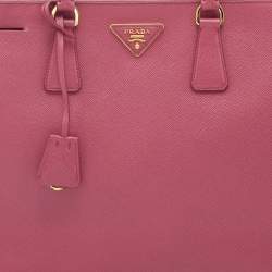 Pre Owned Prada Pink Saffiano Leather Large Double Zip Tote