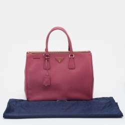 Pre Owned Prada Pink Saffiano Leather Large Double Zip Tote