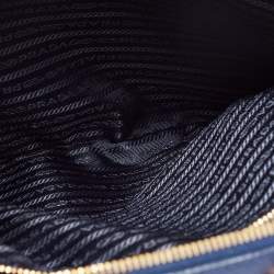 Pre Owned Prada Blue Saffiano Lux Leather Large Galleria Double Zip Tote