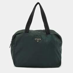 Pre Owned Prada Dark Green Nylon Satchel