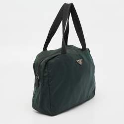 Pre Owned Prada Dark Green Nylon Satchel
