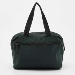 Pre Owned Prada Dark Green Nylon Satchel