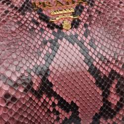 Pre Owned Prada Pink Python and Alligator Frame Clutch
