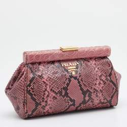 Pre Owned Prada Pink Python and Alligator Frame Clutch