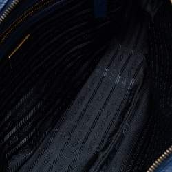 Pre Owned Prada Blue Saffiano Lux Leather Medium Bauletto Satchel