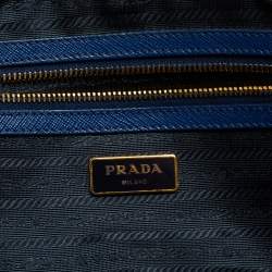 Pre Owned Prada Blue Saffiano Lux Leather Medium Bauletto Satchel