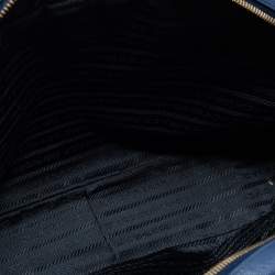 Pre Owned Prada Blue Saffiano Lux Leather Medium Bauletto Satchel