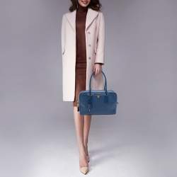 Pre Owned Prada Blue Saffiano Lux Leather Medium Bauletto Satchel