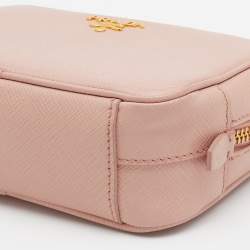Pre Owned Prada Light Pink Saffiano Leather Mini Camera Crossbody Bag