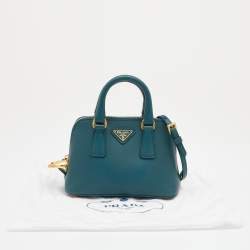 Pre Owned Prada Green Saffiano Leather Mini Promenade Satchel