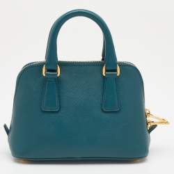 Pre Owned Prada Green Saffiano Leather Mini Promenade Satchel