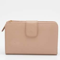Pre Owned Prada Beige Vitello Move Leather French Compact Wallet