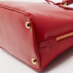 Pre Owned Prada Red Saffiano Vernice Leather Mini Promenade Satchel