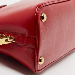 Pre Owned Prada Red Saffiano Vernice Leather Mini Promenade Satchel