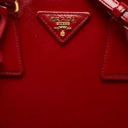 Pre Owned Prada Red Saffiano Vernice Leather Mini Promenade Satchel