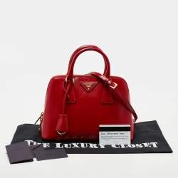 Pre Owned Prada Red Saffiano Vernice Leather Mini Promenade Satchel
