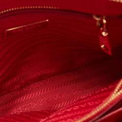 Pre Owned Prada Red Saffiano Vernice Leather Mini Promenade Satchel