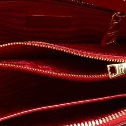 Pre Owned Prada Red Saffiano Vernice Leather Mini Promenade Satchel
