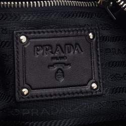Pre Owned Prada Black Leather Ruffle Shoulder Bag