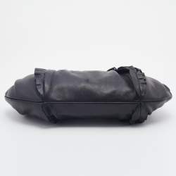 Pre Owned Prada Black Leather Ruffle Shoulder Bag