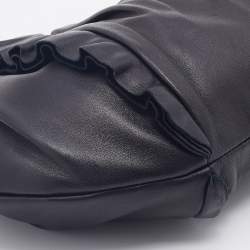 Pre Owned Prada Black Leather Ruffle Shoulder Bag