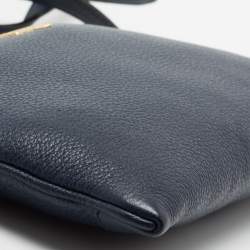 Pre Owned Prada Blue Vitello Diano Leather Double Compartment Crossbody Bag