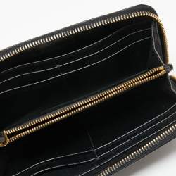 Pre Owned Prada Black Saffiano Vernice Leather Zip Around Wallet