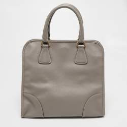 Pre Owned Prada Grey Saffiano Leather Tote