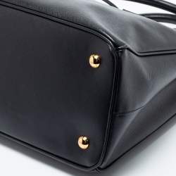 Pre Owned Prada Black Saffiano Leather Zip Tote