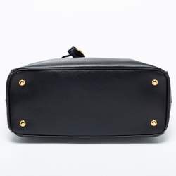 Pre Owned Prada Black Saffiano Leather Zip Tote