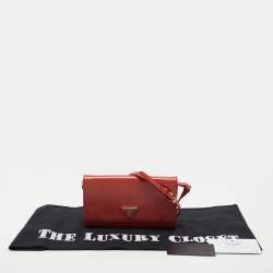 Pre Owned Prada Pink Saffiano Vernice Leather Flap Wallet On Strap