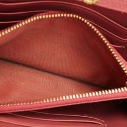 Pre Owned Prada Pink Saffiano Vernice Leather Flap Wallet On Strap