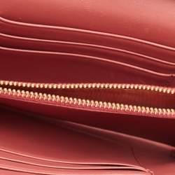 Pre Owned Prada Pink Saffiano Vernice Leather Flap Wallet On Strap