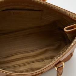 Pre Owned Prada Caramel Brown Saffiano Lux Leather Large Double Zip Tote