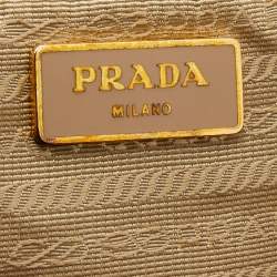 Pre Owned Prada Caramel Brown Saffiano Lux Leather Large Double Zip Tote
