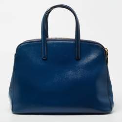 Pre Owned Prada Blue Saffiano Lux Leather Promenade Satchel
