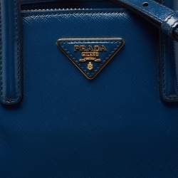 Pre Owned Prada Blue Saffiano Lux Leather Promenade Satchel