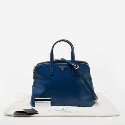 Pre Owned Prada Blue Saffiano Lux Leather Promenade Satchel