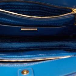 Pre Owned Prada Blue Saffiano Lux Leather Promenade Satchel