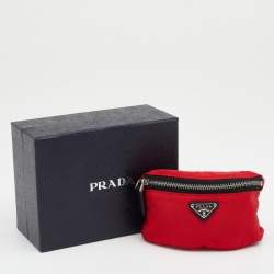 Pre Owned Prada Red Nylon Mini Pouch