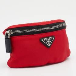 Pre Owned Prada Red Nylon Mini Pouch
