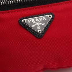 Pre Owned Prada Red Nylon Mini Pouch