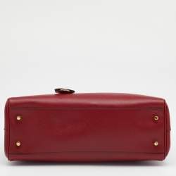 Pre Owned Prada Red Saffiano Leather Small Double Zip Tote