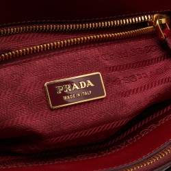Pre Owned Prada Red Saffiano Leather Small Double Zip Tote